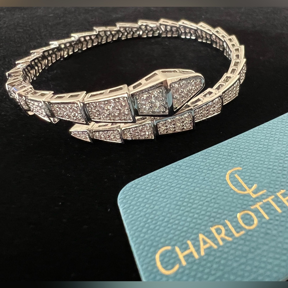 Charlotte & Lexi Serpent Cubic Zirconia Crystal Coil Wrap Women’s Bracelet